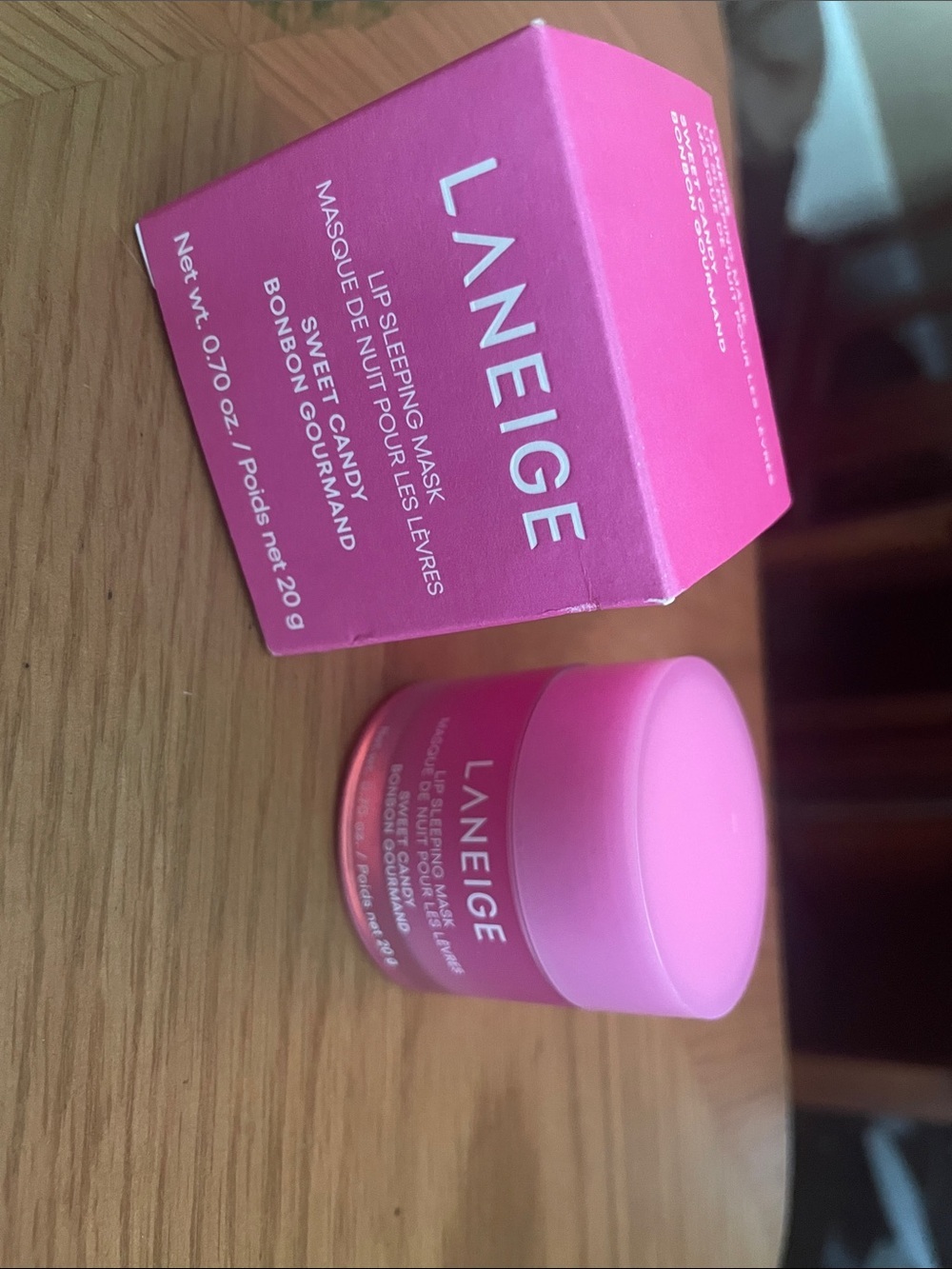 LANEIGE Lip Sleeping Mask in Sweet Candy Pink Jar and Box